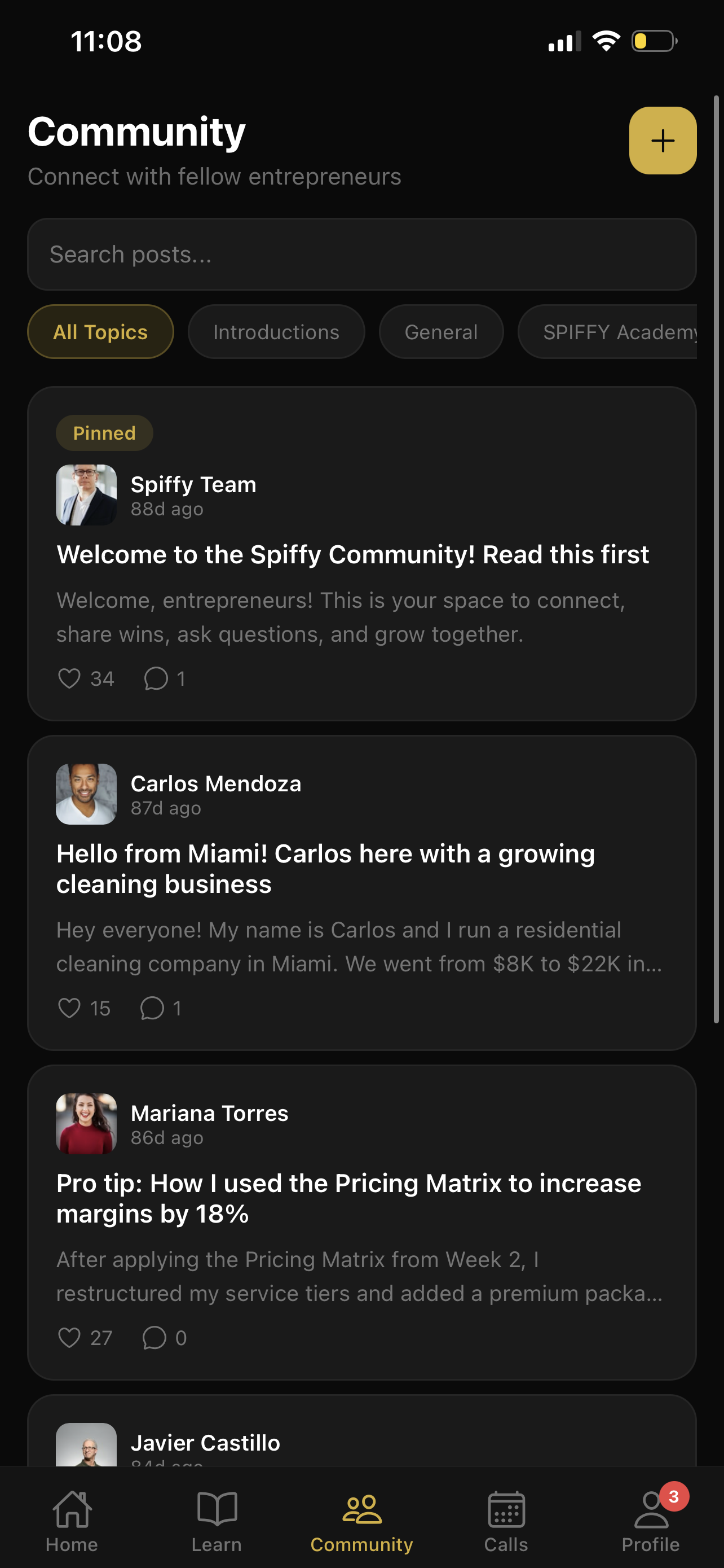 Spiffy Academy mobile community forum